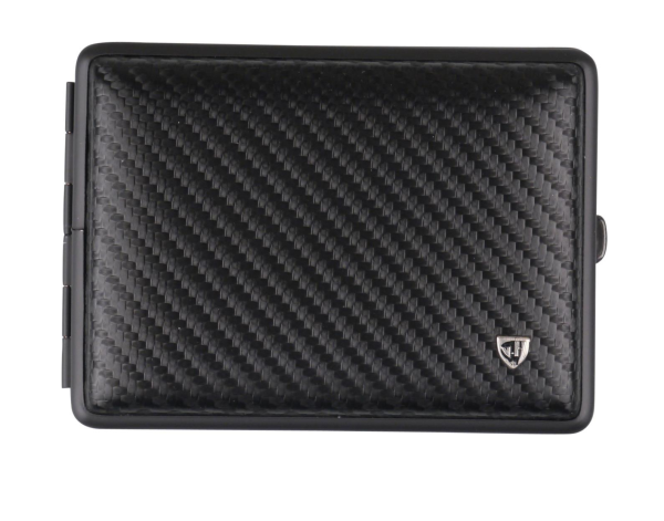 Zigarettenetui 100mm "Soft-Leder Carbonoptik Rahmen schwarz"